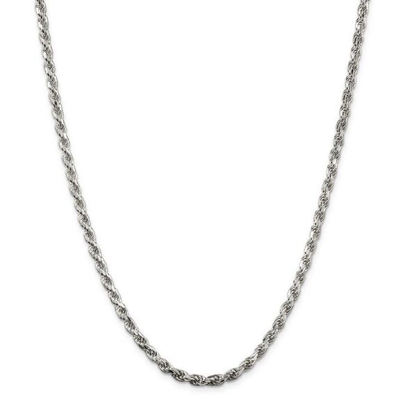 3.5mm Sterling Silver, Diamond Cut Solid Rope Chain Necklace, 24 Inch - Picture 3 of 8